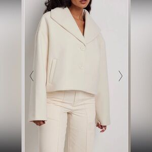 White Wool Blend Short Coat - Size XS